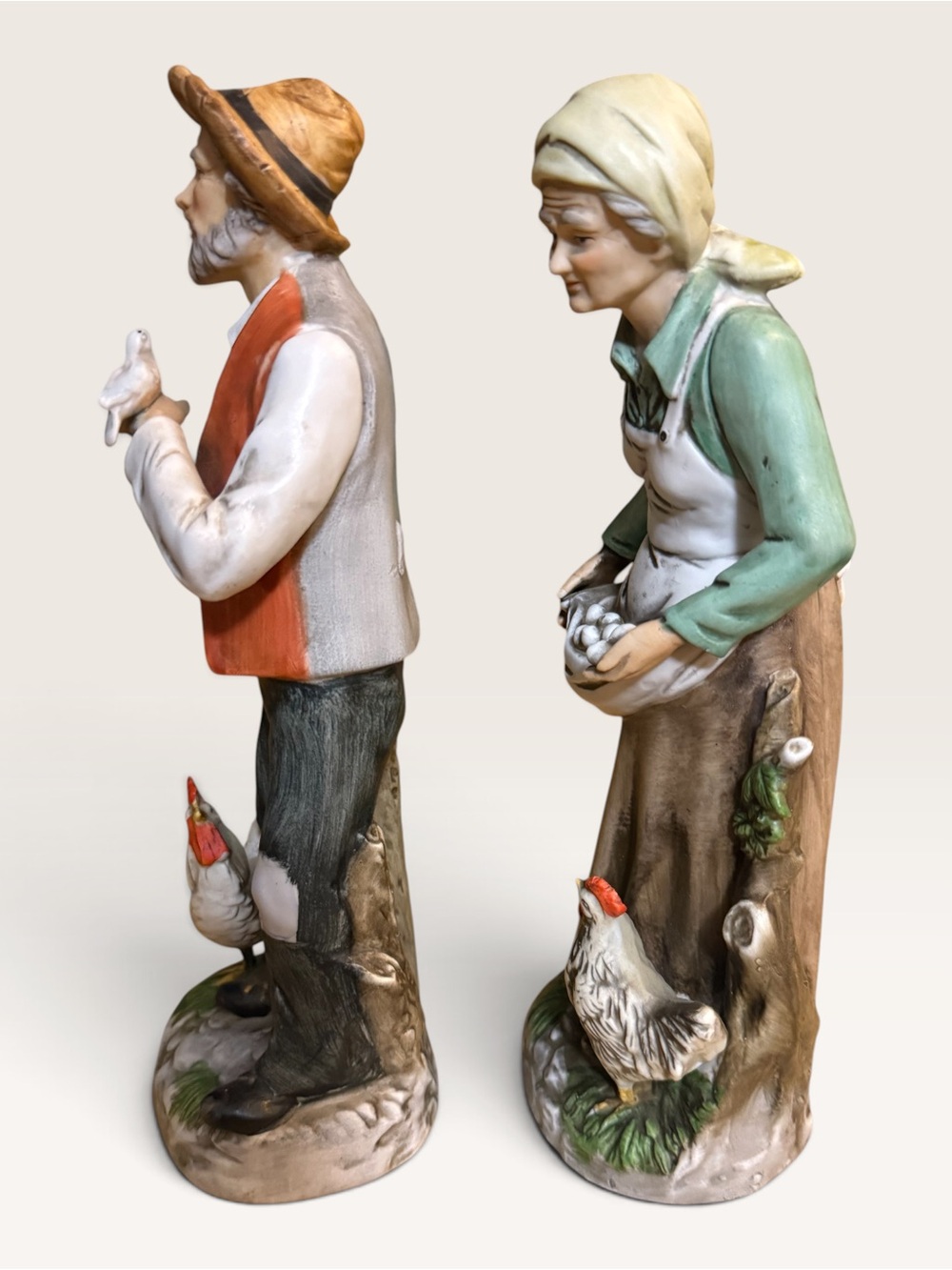 Vintage Homco Model 1434 "Old Farm Couple" Porcelain Figurine Pair - Picture 2 of 11